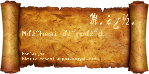 Méhesi Árpád névjegykártya